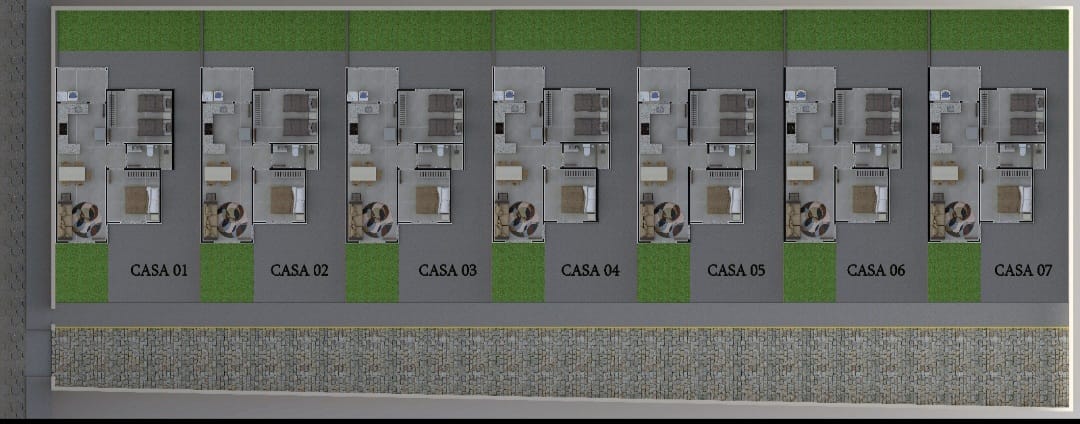 Planta humanizada — Implantação — 7 casas